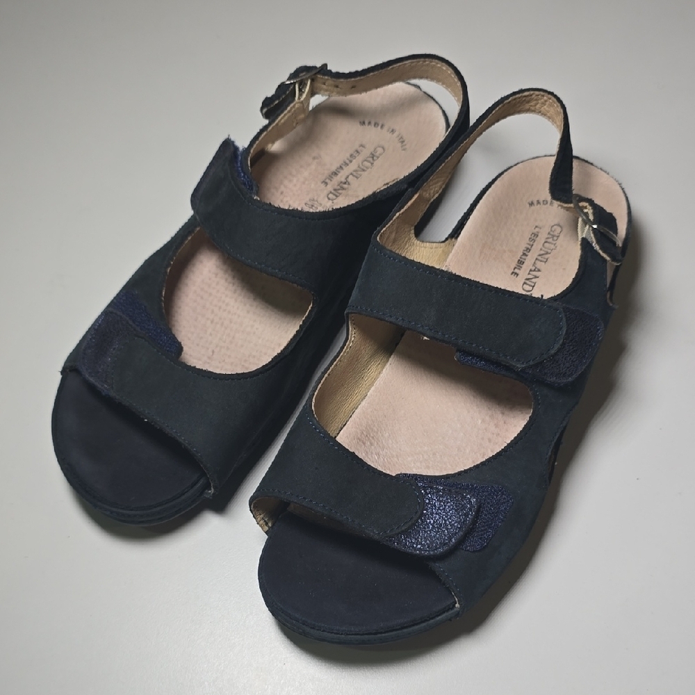 GRUNLAND L'ESTRAIBILE  Made In ITALY Comfortable Navy open Toe Orthopedic EASYon